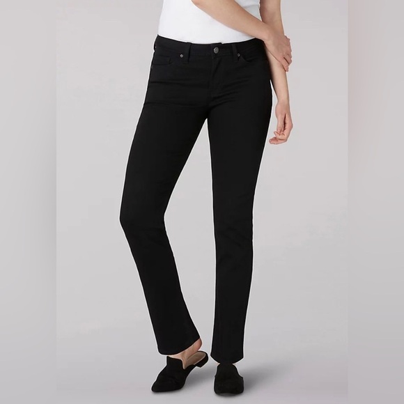 Lee Womens Legendary Black Regular Fit Straight Leg Jeans Size 12 Short - Picture 1 of 13